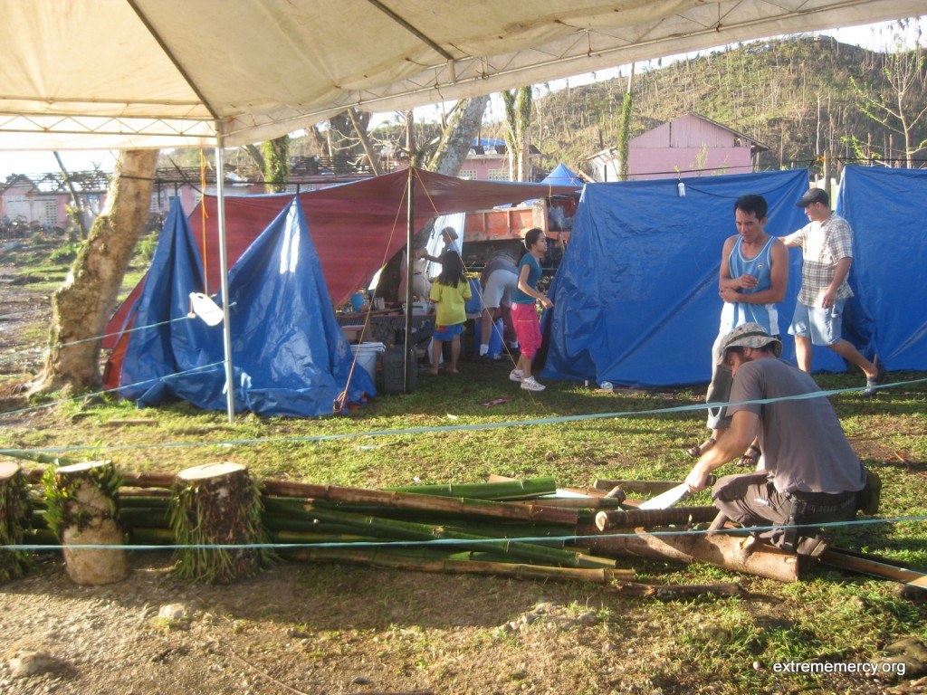 Setting up Camp outside Baganga Hospital.
